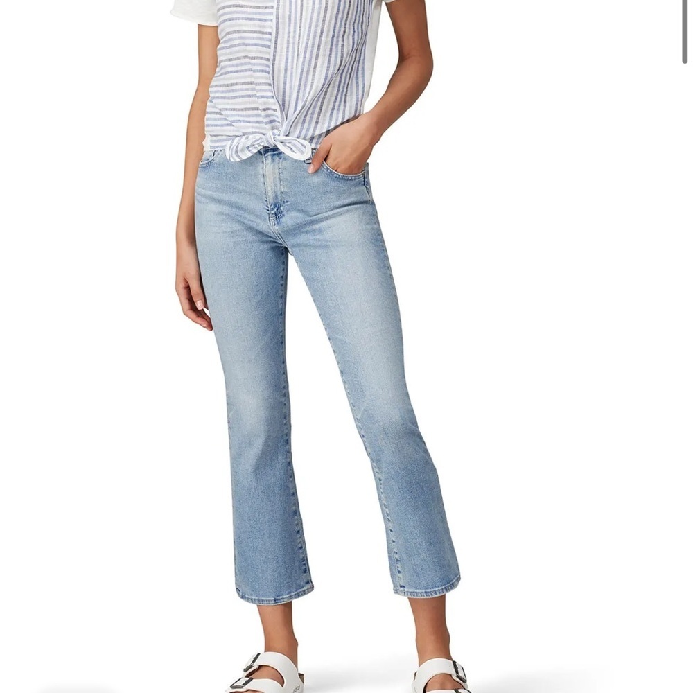 AG JEANS Jodi Crop high rise slim flared jeans light wash designer Sz 32 NEW